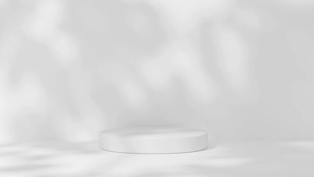 3d white background Minimalistic podium with a motion water light on a wall, Perfect for design product display, showcasing a clean and elegant design. render