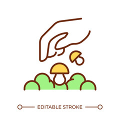 Mushroom planting RGB color icon. Spawning fungi. Mushroom cultivation and growing. Edible fungi sustainable growing. Isolated vector illustration. Simple filled line drawing. Editable stroke