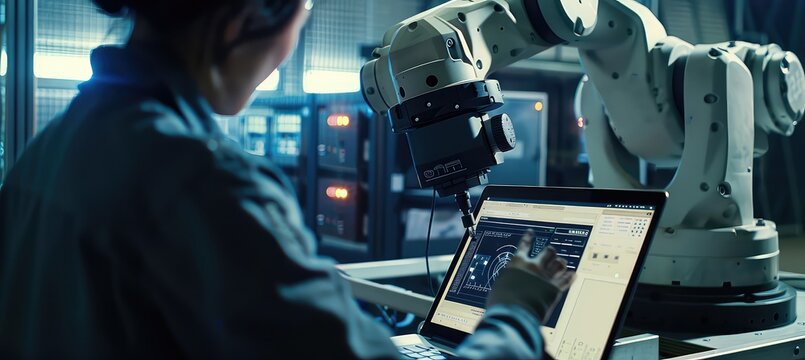 A close-up of robotic and human hands assembling