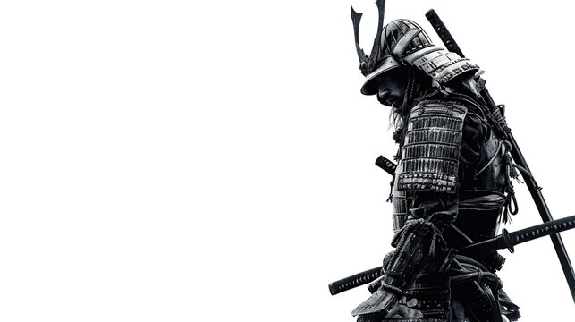 Samurai on on white isolated transparent background