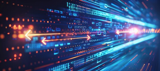 Fototapeta premium A Digital Network of Cyber Technology and Information Storage Systems in a Modern, Connected Environment, Generative AI