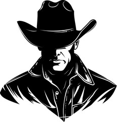 Cowboy silhouette icon in black color. Vector template design illustration.