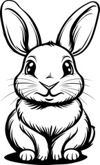 Cute easter bunny silhouette icon in black color. Vector template design.