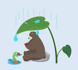 A frog and a bear in the rain (a gift from a frog to a bear)
