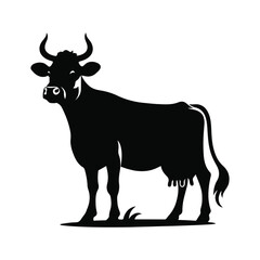 Cow black silhouette vector with white color background