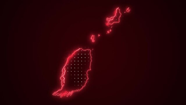 Neon Red Grenada Map Borders Outline Loop Background