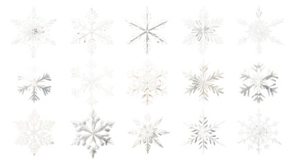 Set Of Snowflakes Isolated On Transparent Background, Collection Of Snowflakes 
