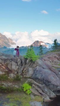 Experience stunning mountain views with snowcapped peaks, a serene lake, and lush greenery. Perfect for adventure seekers and nature lovers seeking a tranquil hiking experience