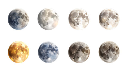 Naklejka premium Set Of Moon Isolated On Transparent Background, Collection Of Moon 