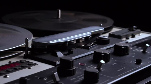 Rewinding, Stopping and Playing Reel to Reel Audio Tape pn Professional Magnetophone