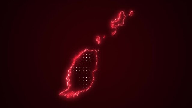 3D Moving Neon Red Grenada Map Borders Outline Loop Background