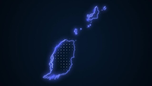 Neon Blue Grenada Map Borders Outline Loop Background