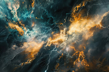 Fototapeta premium Generative ai on theme of a dramatic dark storm clouds before rain creating spectacular landscape