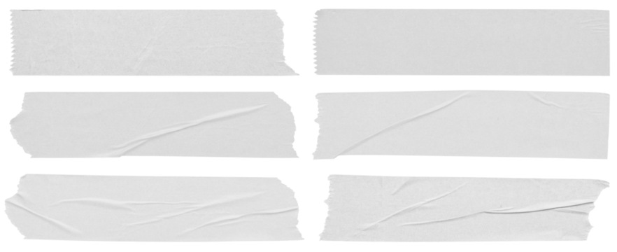 White adhesive paper tape set isolated on white background