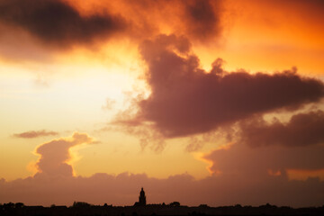 Twilight Sky with Church Silhouette
