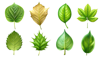 Obraz premium Set Of Leaves Isolated On Transparent Background, Collection Of Leaves 