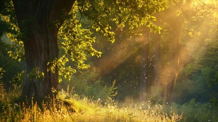 Obraz premium Nature illuminated by the sun in the late afternoon