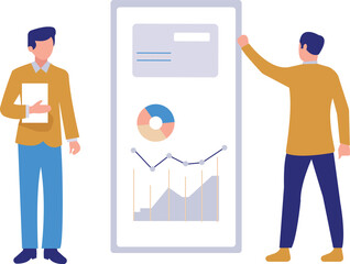 Boys are talking about graphs on mobile.