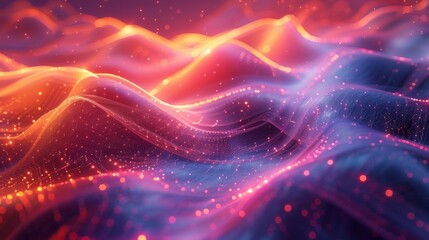Obraz premium Ethereal Holographic Waves: Futuristic Neon Fabric in Fluid Motion