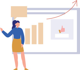 The girl is looking at the graph.