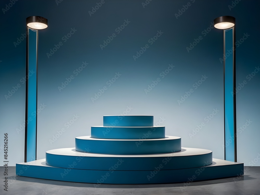 Aufkleber 3d background product display podium scene. blue 3d podium. 3d rendering, perfect platform for showi
