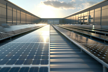 Obraz premium Generative ai on theme of solar cell panels in a photovoltaic power plant, eco renewable power