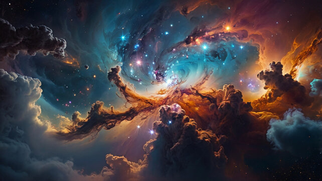 Colorful space galaxy nebula Background, Suitable for Digital Art and Desktop Backgrounds