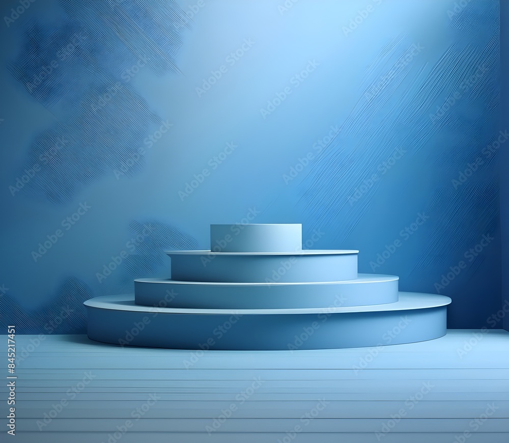 Poster 3d background product display podium scene. blue 3d podium. 3d rendering, perfect platform for showi