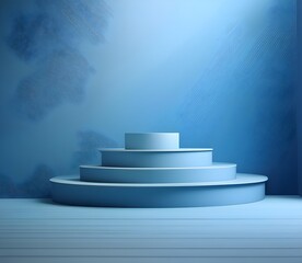 Obraz premium 3d background product display podium scene. Blue 3d podium. 3d rendering, Perfect platform for showing your products.