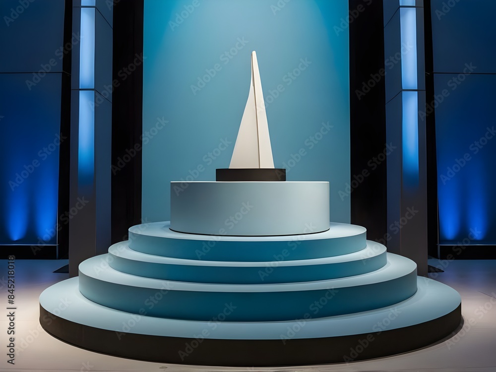 Poster 3d background product display podium scene. blue 3d podium. 3d rendering, perfect platform for showi