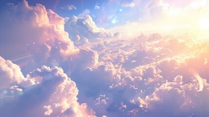 Morning sky filled with sunlight and clouds