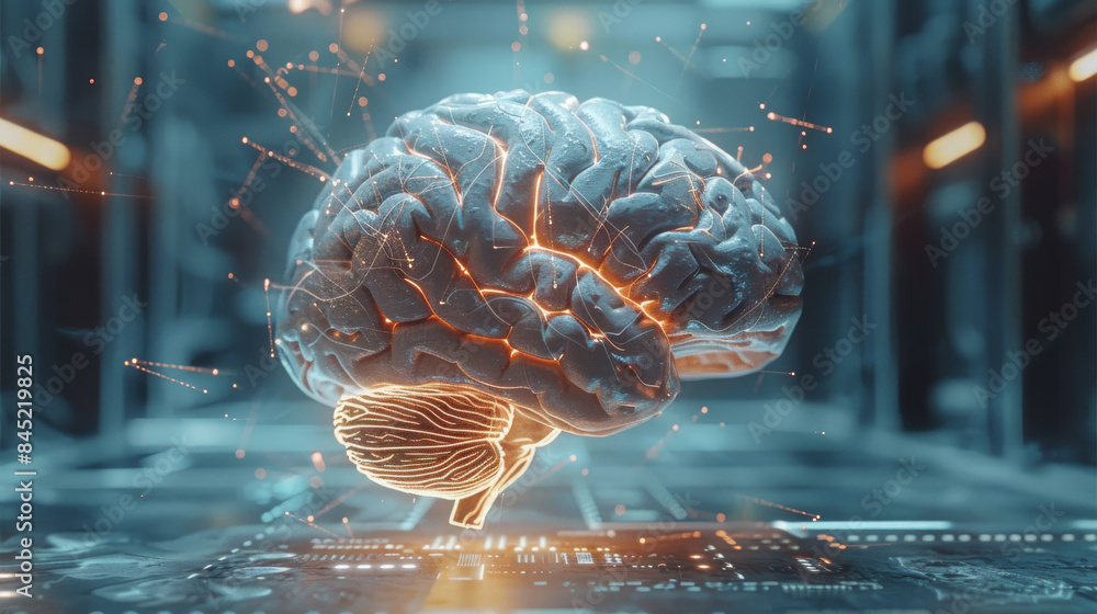 Aufkleber digital brain, science concept. generative ai.