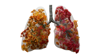 Lungs on white isolated transparent background
