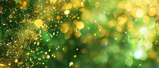 Obraz premium Abstract green bokeh defocus glitter blur background with soft light effects for vibrant and elegant design projects