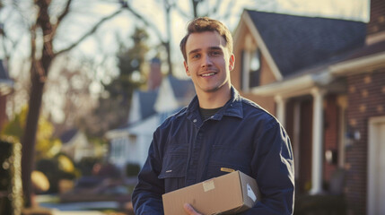 Confident Male Delivery Driver Portrait, Professional Environment, Diverse Workforce, Corporate Photography, Team Collaboration, Engaged Employees, Authentic Work Settings.