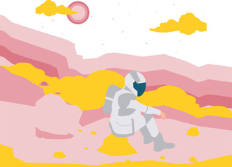 An astronaut is sitting in space.