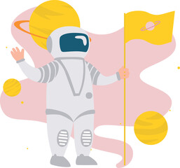 The astronaut is waving in space.