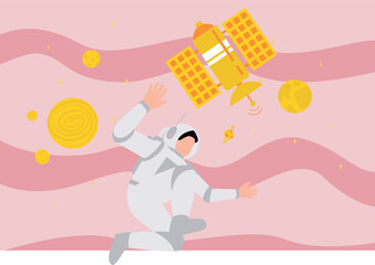 The space boy is in space.