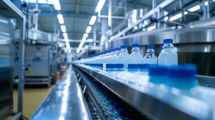 Naklejka premium Advanced robotic systems in a spotless factory, producing barbecue sauce, high-tech equipment, ensuring safety and cleanliness