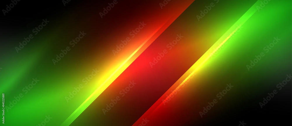 Poster neon dynamic diagonal light rays background. techno digital geometric concept design for wallpaper, 