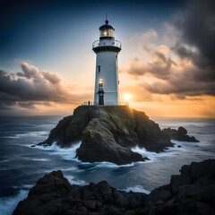 Naklejka premium Guiding the Maritime Seas Lighthouse Beacon