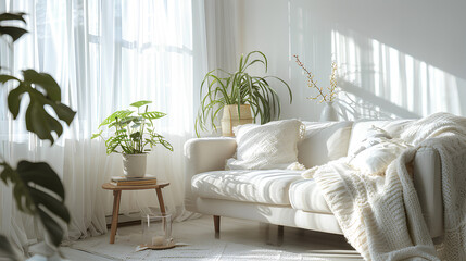 Inspiration for an elegant living room in white