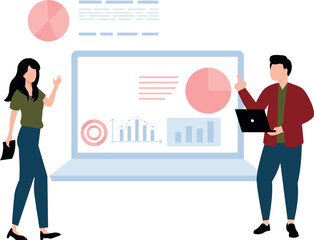 A boy and a girl are discussing business statistics.