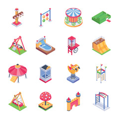Handy Isometric Icons of Funfair Rides 

