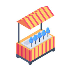 Obraz premium Grab this isometric icon of cotton candy stall