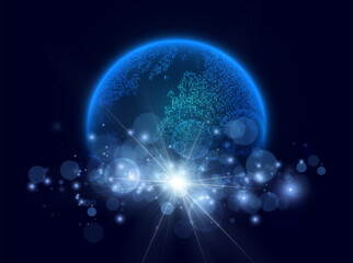 Technology image of globe. Global network graphic concept.