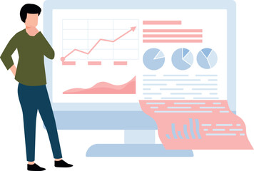 Boy thinking about business analysis.