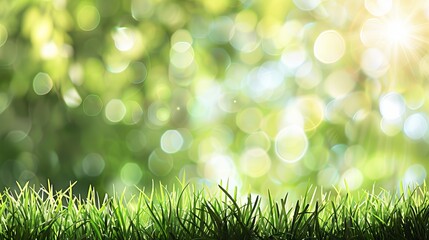Obraz premium Natural grass background with blurred bokeh and sunlight for fresh and vibrant outdoor design projects and serene nature visuals
