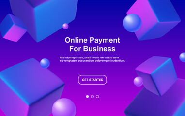 Abstract poster, brochure, flyer design background with cubes and floating balls