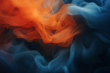 Fototapeta premium Modern Abstract Blue Background with Swirling Orange Smoke